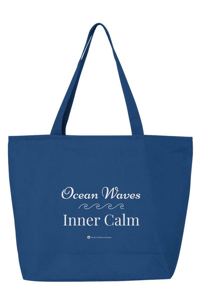 Peaceful ocean waves tote bag for spiritual serenity and beach meditation