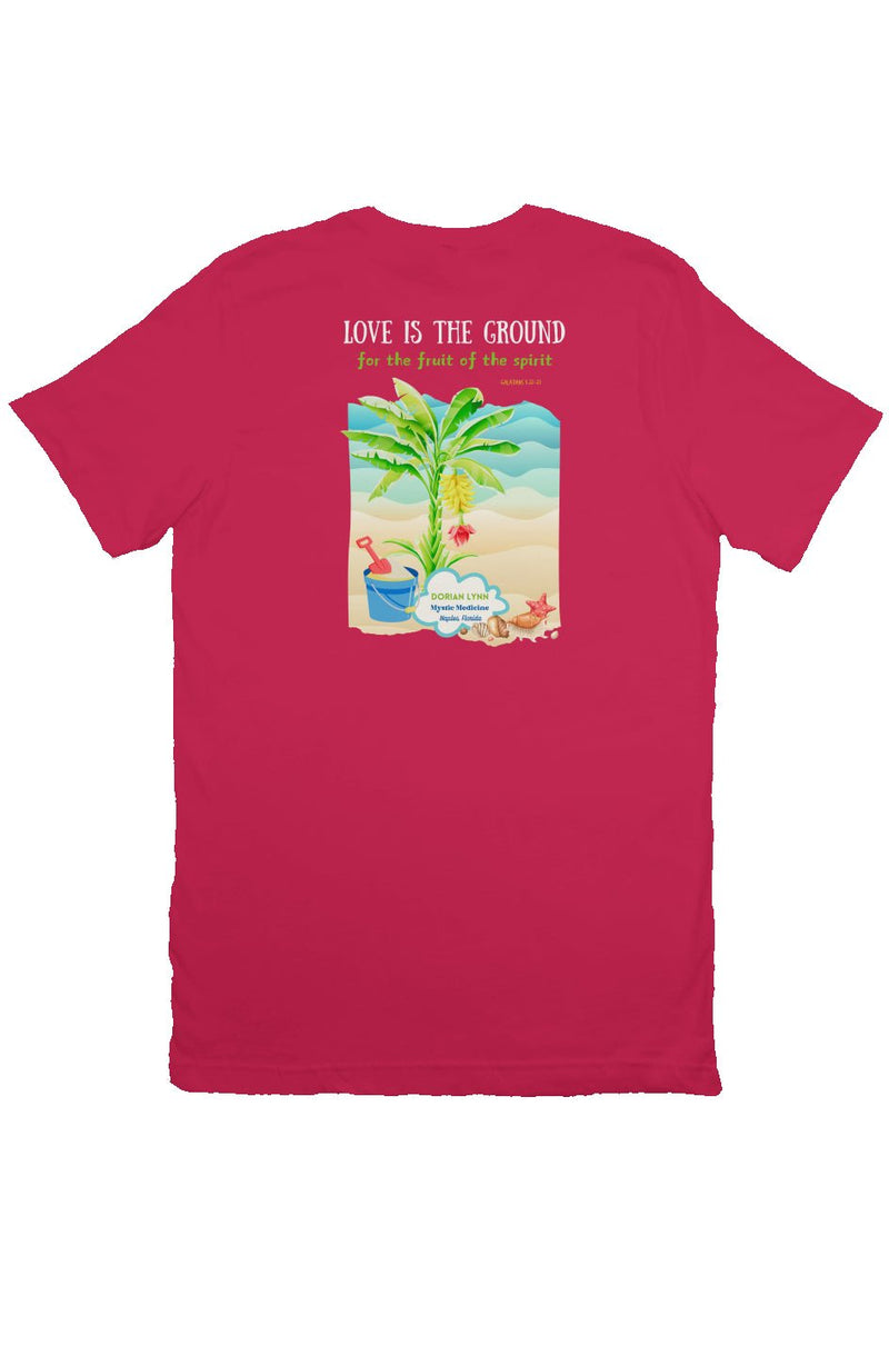 Biblical fruit of the spirit t-shirt for Christian spiritual growth and faith back view fuschia