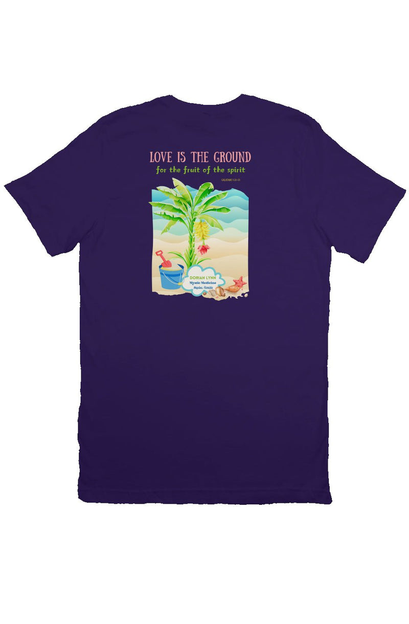 Biblical fruit of the spirit t-shirt for Christian spiritual growth and faith back view purple