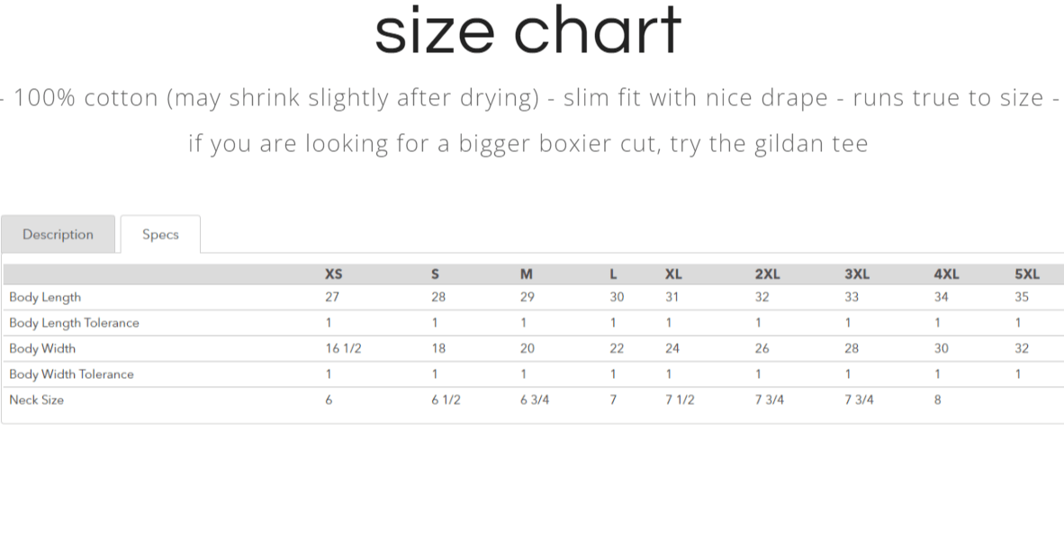 size chart for Tropical Christian palm tree t-shirt with salt and light spiritual message cream