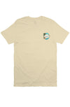 Tropical Christian palm tree t-shirt with salt and light spiritual message front view cream
