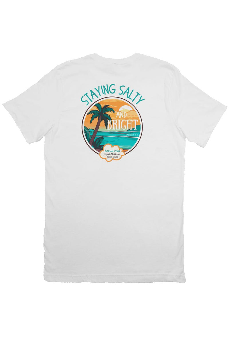 Salt and light Christian t-shirt for spiritual encouragement and faith witness back view white